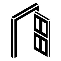 
Entry door icon, modern glyph isometric vector of open door 
