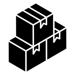 
Parcel boxes in glyph isometric icon
