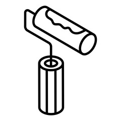 
An editable icon of paint roller brush in glyph isometric style 

