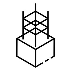 
Steel wires inside wall showing wall construction in glyph isometric icon
