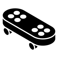 
Glyph isometric icon denoting skateboard 
