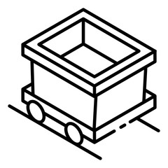 
Mining cart icon in modern glyph isometric style
