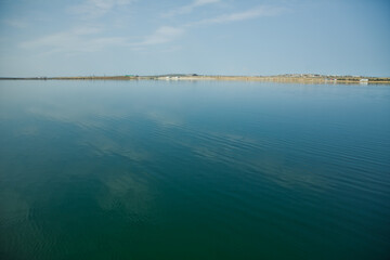 Boyukshor Lake in Baku Azerbaijan . According to geological data, the average depth of the water in...