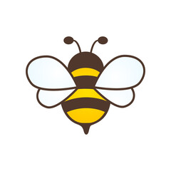 Cute bee character. Cartoon flying bee. Vector isolated on white