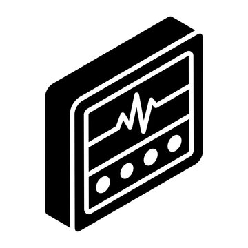 
Heart Rate Machine Glyph Isometric Icon Showing Heartbeat 
