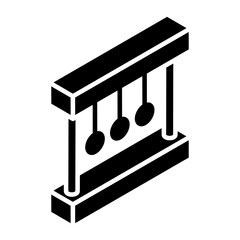 
Newton cradle glyph isometric icon 
