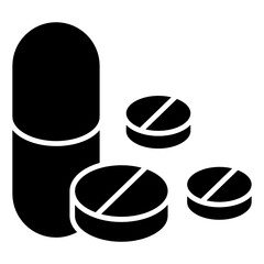 
Medicine jar glyph isometric icon showing tablets 
