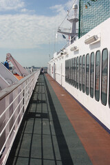 Staying fit on jogging, walking or running track on classic cruiseship or cruise ship liner