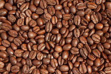 Roasted coffee beans texture.