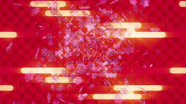 Japanese red pattern graphic flower symbol particle seamless loop animation