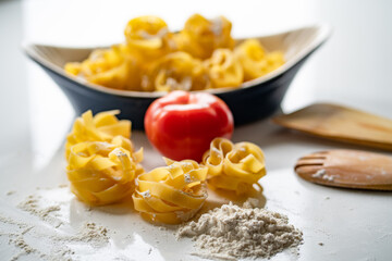 pasta with cheese in white background