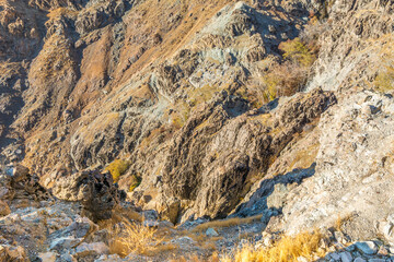 Barren mountain in Darband valley in autumn in the morning in the Tochal mountain. A popular recreational region for Tehran's residents