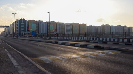 Naklejka premium Abudhabi suburban area Mussafah buildings in the morning