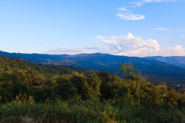 Beautiful mountainscape scenery and blue sky