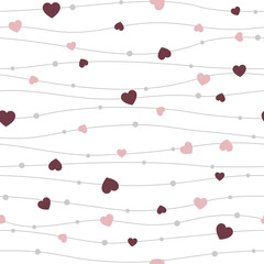 Hearts seamless pattern design. Pink valentine or baby and kids heart design.