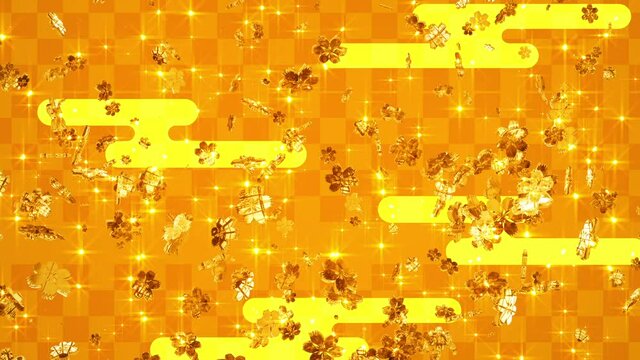 Japanese gold pattern graphic flower symbol particle seamless loop animation