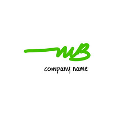 MB Initial handwriting or handwritten logo for identity. Green logo with signature and hand-drawn style on white background.