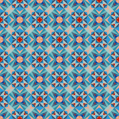 Geometric seamless pattern, ornament, abstract colorful background, fashion print, vector texture.