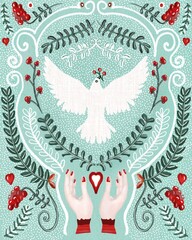 Christmas illustration with a dove.