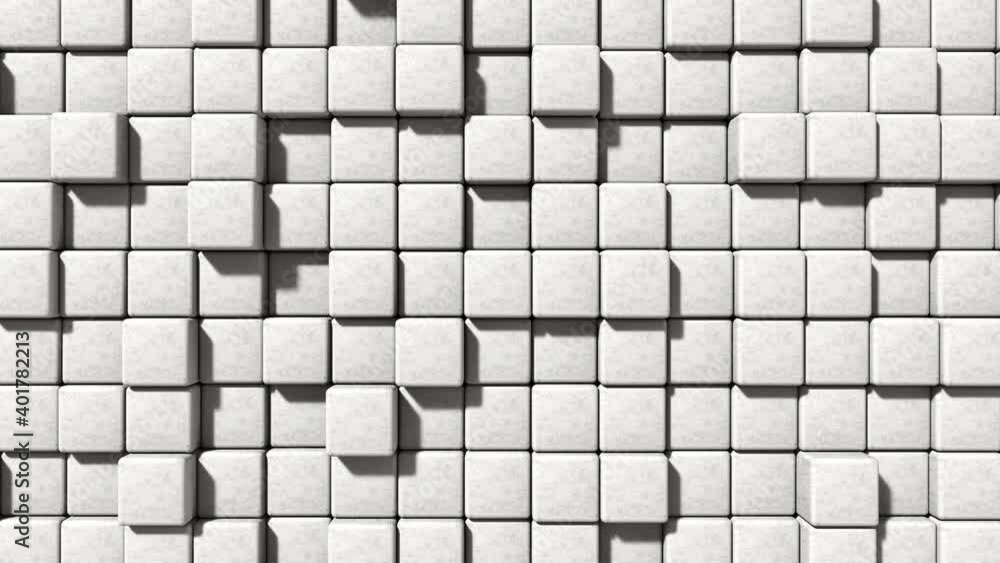 Poster white masonry cement block and stone background moving up and down volumetric sliding. architecture 