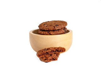 Chocolate chip cookie isolated on white background