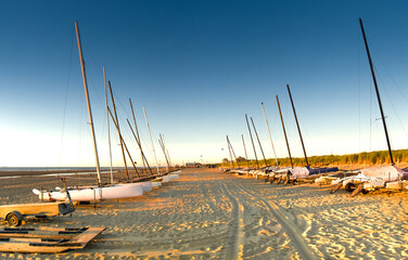  Resting catamarans on the beach in Kijkduin on a nice July evening