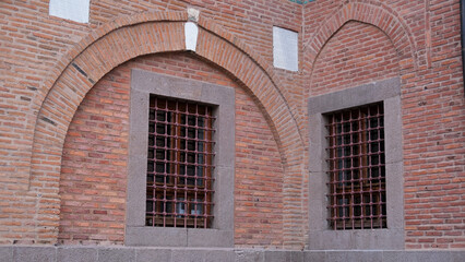 Fototapeta na wymiar architectural brick walls of an islamic ancient mausoleum