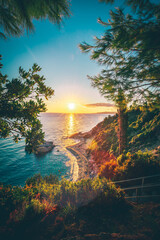 Coast on Zante, This beautiful bay is on the island of Zakyntos beautiful sunrise in Greece Natural...
