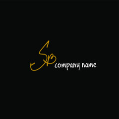 SB Initial handwriting or handwritten logo for identity. Gold logo with signature and hand-drawn style on black background.