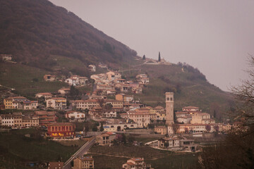 Valdobbiadene, Italy, the way of the Prosecco wine. Unesco world heritage