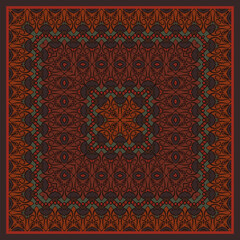 Square trendy color abstract geometric horizontal pattern in orange red brown, vector seamless, can be used for printing onto fabric, interior, design, textile, tiles, pillow, carpet. Ribbons.