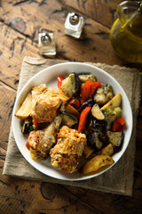 Homemade rabbit roast with vegetables