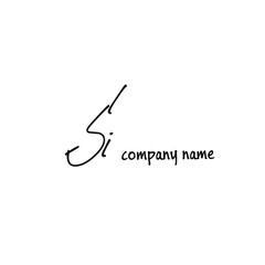 Si Initial handwriting or handwritten logo for identity. Black logo with signature and hand-drawn style on white background.