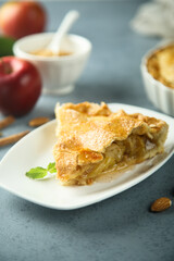 Traditional homemade apple pie with cinnamon