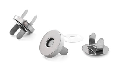 Magnetic buttons for needlework and for clothing isolated on white background