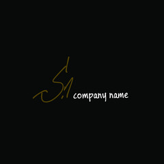 Sn Initial handwriting or handwritten logo for identity. Bronze logo with signature and hand-drawn style on black background.