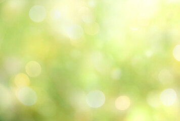 Green yellow blurred lights background.Abstract natural backdrop.Glowing nature texture.Spring illustrtion. - obrazy, fototapety, plakaty