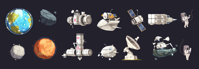 Space Ship Isolated Set © Macrovector