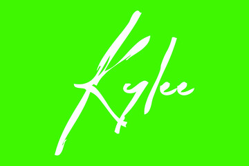 Kylee-Female Name Beautiful Brush Typography White Color Text On Green Background
