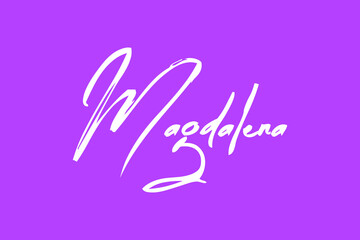 Magdalena Female Name Brush Typography White Color Text On Purple Background