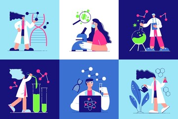 Science Laboratory Square Icons Set