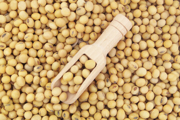  Soy beans with wooden scoop