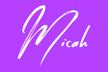 Micah Female Name Brush Typography White Color Text On Purple Background