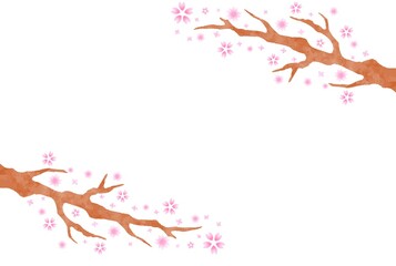 かわいい手描きの桜の木の背景素材