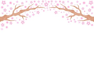 Obraz na płótnie Canvas 穏やかな手描きの桜の木の背景素材
