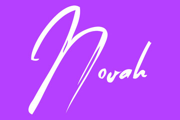 Novah Female Name Brush Typography White Color Text On Purple Background