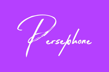 Persephone Female Name Brush Typography White Color Text On Purple Background