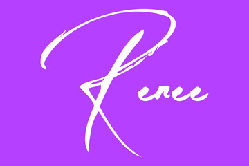 Renee Female Name Brush Typography White Color Text On Purple Background