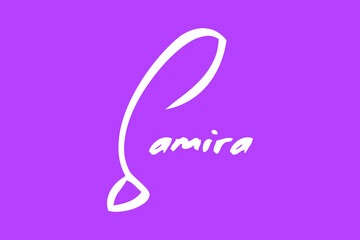 Samira Female Name Brush Typography White Color Text On Purple Background