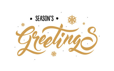 Fototapeta na wymiar Season's Greetings lettering brush. Calligraphy vector banner gold color